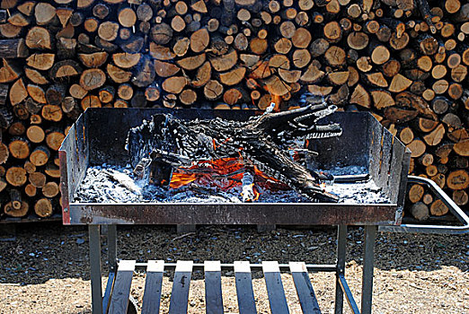 烧烤架,火焰,木头,背景