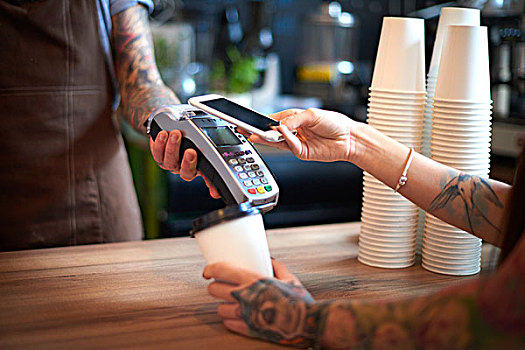 顾客,支付,咖啡,手机