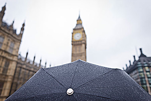 伞,大本钟,威斯敏斯特,伦敦,英格兰