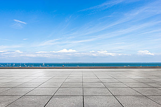 风景,海洋,空,砖,地面