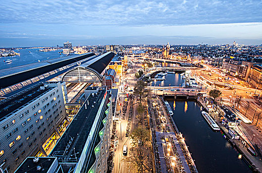 风景,中央车站,历史,中心,阿姆斯特丹,荷兰,欧洲