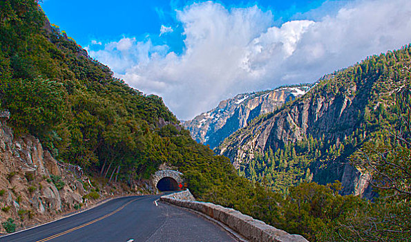 美国,加利福尼亚,隧道,途中,优胜美地山谷