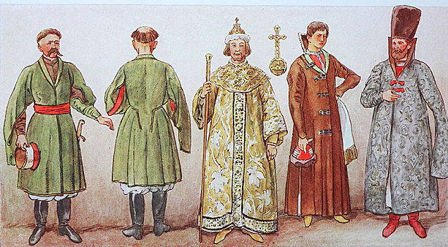 时尚,历史,衣服,俄罗斯,17世纪,插画,欧洲