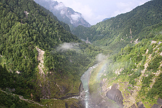 俯视,溪流,山