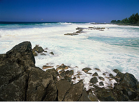 火山岩,威美亚湾,北岸,瓦胡岛,夏威夷,美国