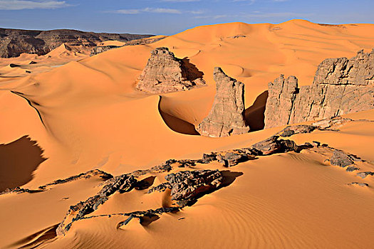 石头,沙丘,区域,国家公园,世界遗产,撒哈拉沙漠,阿尔及利亚,非洲