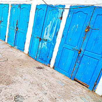 非洲,摩洛哥,老,港口,木头,门,蓝天