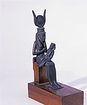 小雕像,青铜,女神,伊希斯,孩子,霍鲁斯