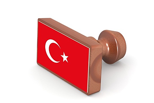 木质,图章,土耳其,旗帜