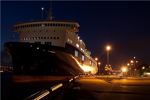 夜晚,照片,渡轮,港口