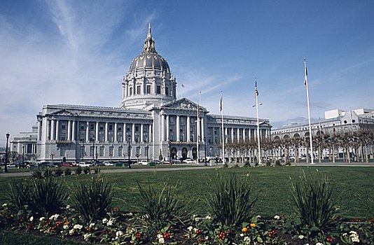 正规花园,正面,市政厅,旧金山,加利福尼亚,美国