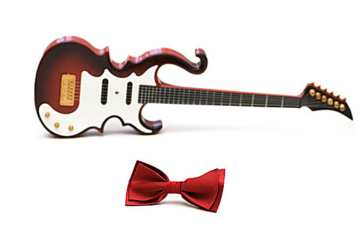 红色,领结,吉他,隔绝,白色