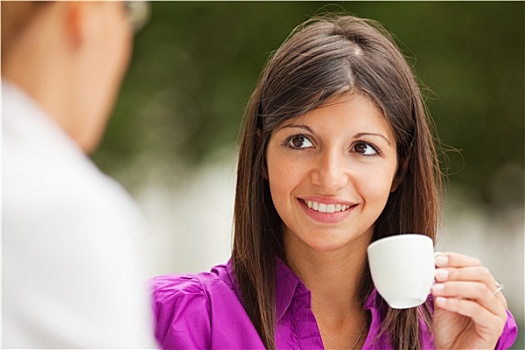 职业女性,喝咖啡