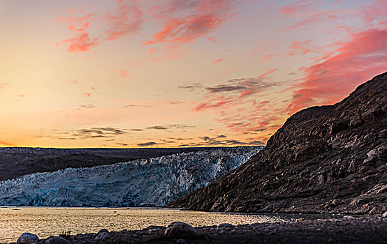 冰河,日落,格陵兰