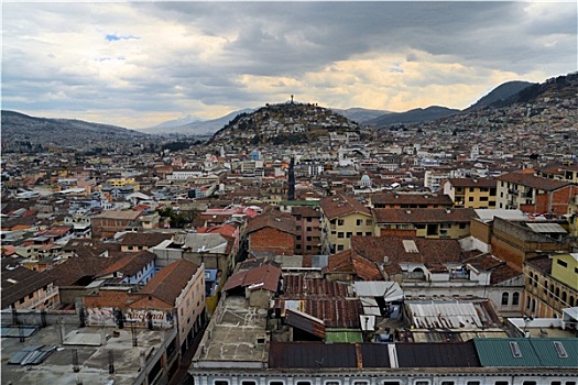 山,上方,城市,厄瓜多尔