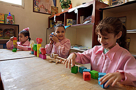 孩子,幼儿园,居民区,亚历山大,埃及,五月,2007年