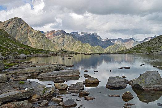 高山湖,看,阿尔卑斯山,提洛尔,奥地利,欧洲