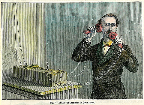 电话,迟,19世纪,艺术家
