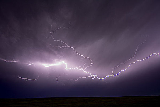闪电,火花,风暴,靠近,内布拉斯加州,美国