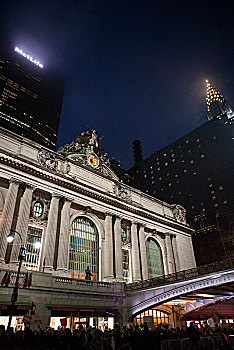 仰视,中心,车站,夜晚,纽约,美国,建筑