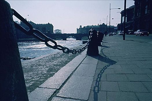 系船柱,人行道,斯德哥尔摩,瑞典