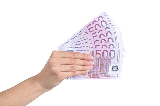 女人,手,支付,很多,五个,100欧元,货币