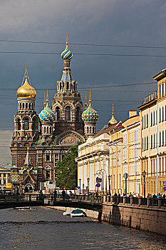 俄罗斯,圣彼得堡,中心,救世主教堂,溢出,血,户外