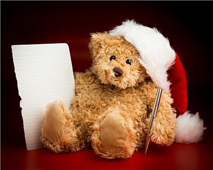 褐色,泰迪熊,文字,圣诞老人