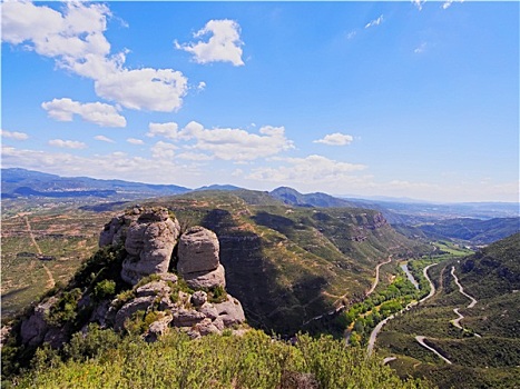 风景,蒙特塞拉特,山,西班牙