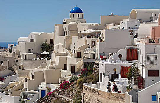 希腊,锡拉岛,白色,建筑,陡峭,山