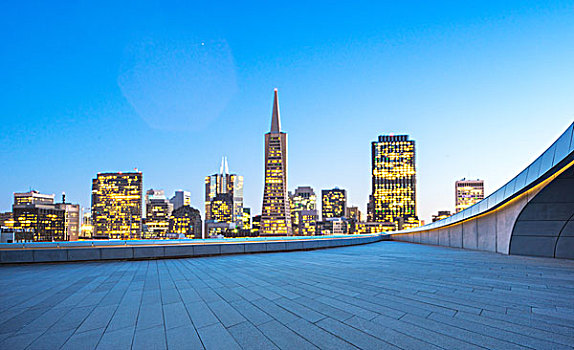 城市,天际线,旧金山,日出,风景,空,地面