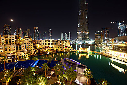 迪拜塔,最高,建筑,世界,水池,区域,奢华,酒店,地址,局部,市区,迪拜,阿联酋,中东
