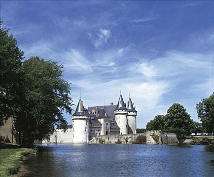 宫殿,河,树,城堡,法国,欧洲