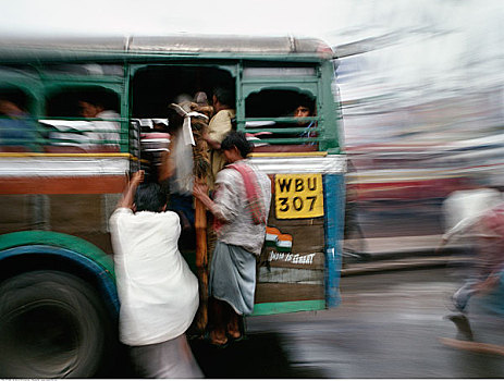 人,巴士,加尔各答,印度