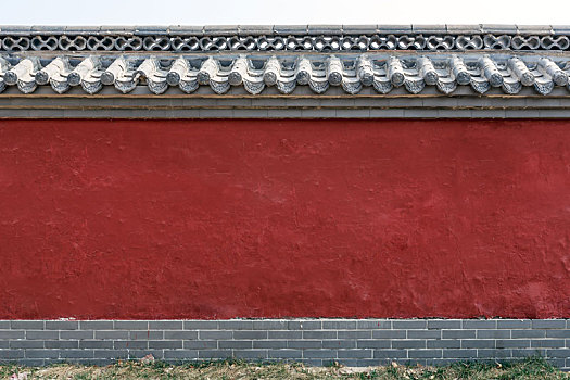 青瓦红墙,拍摄于山东省淄博市临淄区姜太公祠