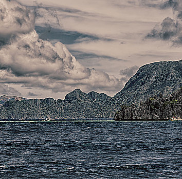 船,菲律宾,蛇,岛屿,靠近,爱妮岛,巴拉望岛,漂亮,全景,海岸线,海洋,石头