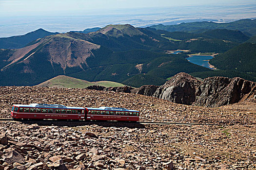 顶峰,铁路,靠近,游客,上面,山,科罗拉多,美国