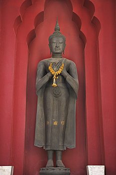 立佛,雕像,寺院,曼谷,泰国