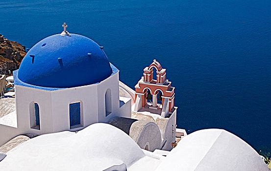 教堂,锡拉岛,基克拉迪群岛,希腊,欧洲