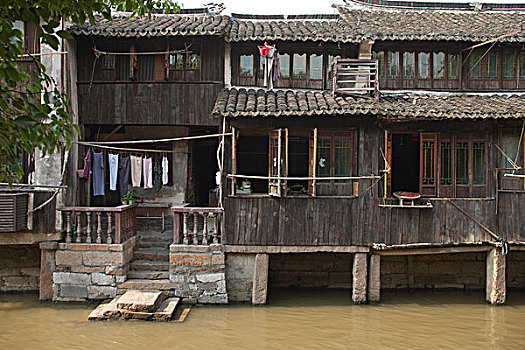 老,住宅,挨着,运河,上海,中国
