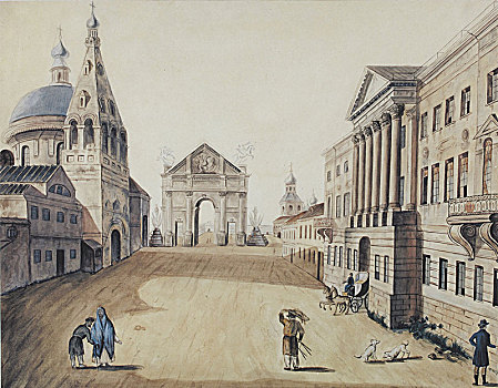 风景,莫斯科,早,19世纪