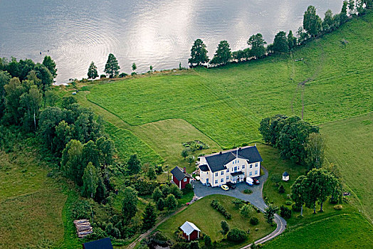 航拍,白色,郊区住宅,瑞典