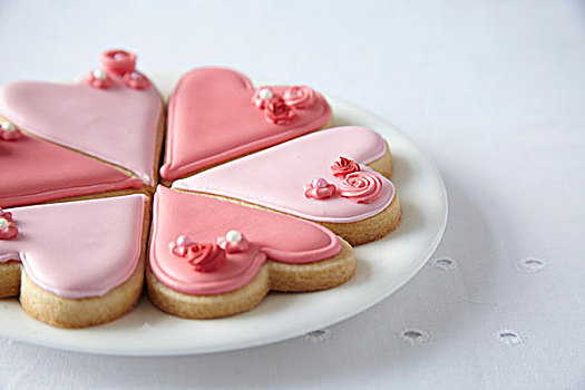 粉色,心形,饼干,情人节