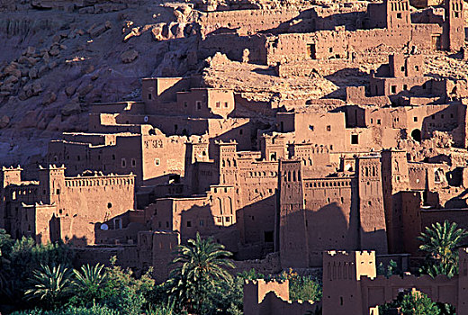 摩洛哥,牢固,乡村,传统,泥砖,房子