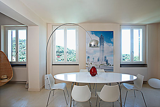 白色,桌子,椅子,现代,餐厅