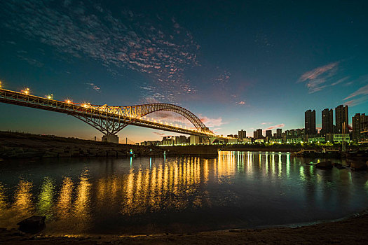 重庆朝天门大桥日出夜景