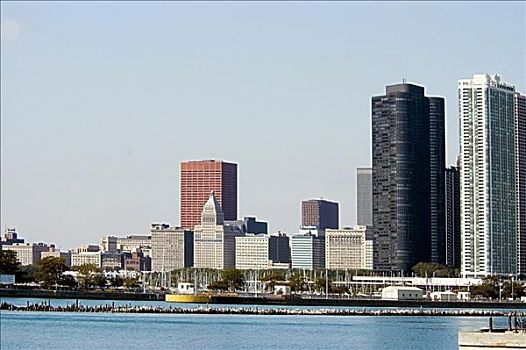 摩天大楼,湖,密歇根湖,芝加哥,伊利诺斯,美国