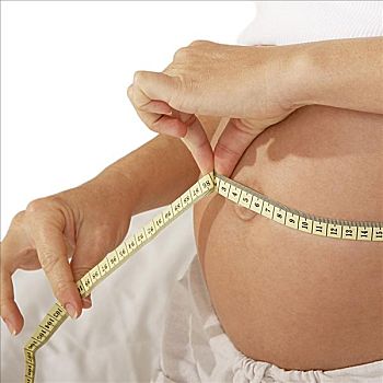 孕妇,测量,腹部,卷尺