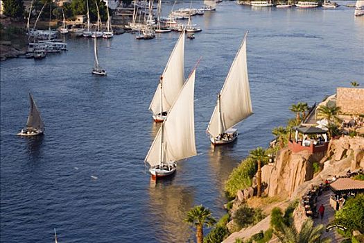 三桅小帆船,尼罗河,阿斯旺,埃及,非洲