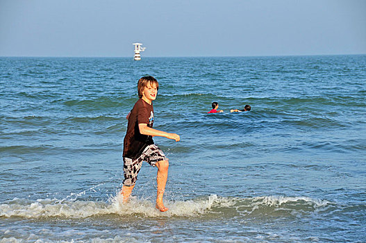 男孩,11岁,海滩,泰国,亚洲